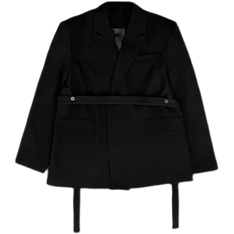 Womens Belted Wool-Blend Blazer Black |  Sets & Suits Blazers & Vests Black