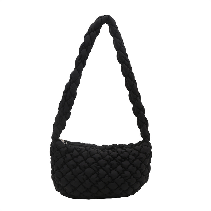 Womens Braided Nylon Shoulder Bag Black |  Shoulder Bags Bags Black