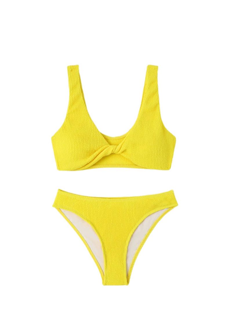 Womens Crepe Knot Tie Bikini Top Lemon |  Swimwear Clothing Lemon