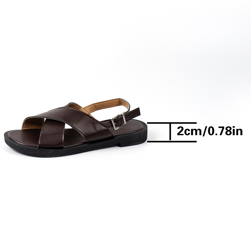 Womens Criss-Cross Leather Sandals Black |  Sandals Loafers & Flats Black