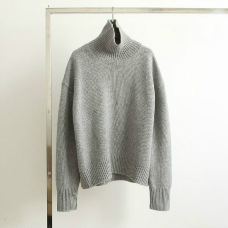 Womens Cropped Mock Neck Knit Sweater Grey |  Sweaters & Knits Clothing Grey