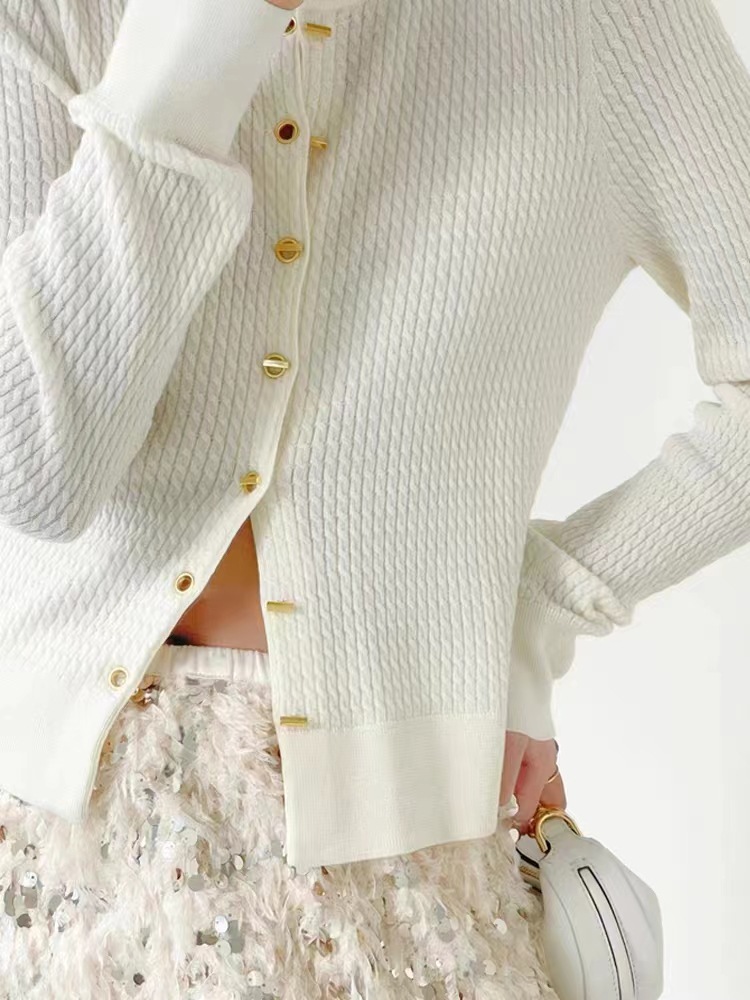 Womens Cropped Rib-Knit Cardigan Cream |  Sweaters & Knits Clothing Cream