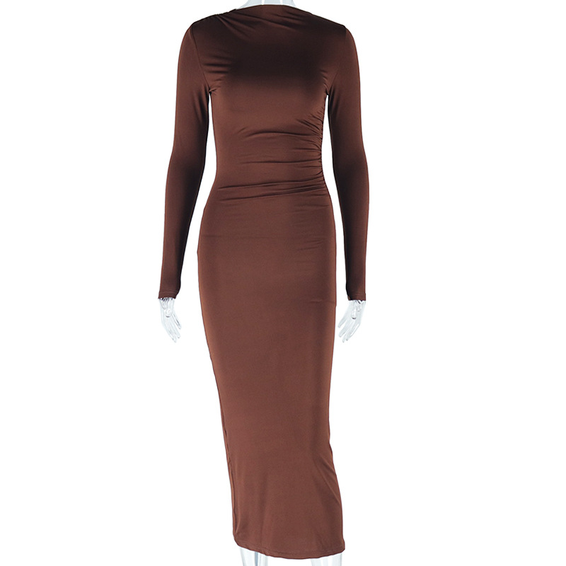 Womens Draped Midi Dress Dark Brown |  Dresses Clothing Dark Brown