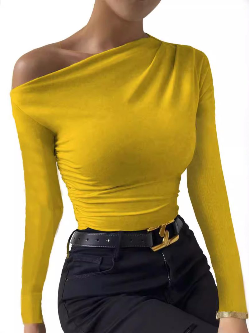 Womens Draped One-Shoulder Top Yellow |  Tops Clothing Tops