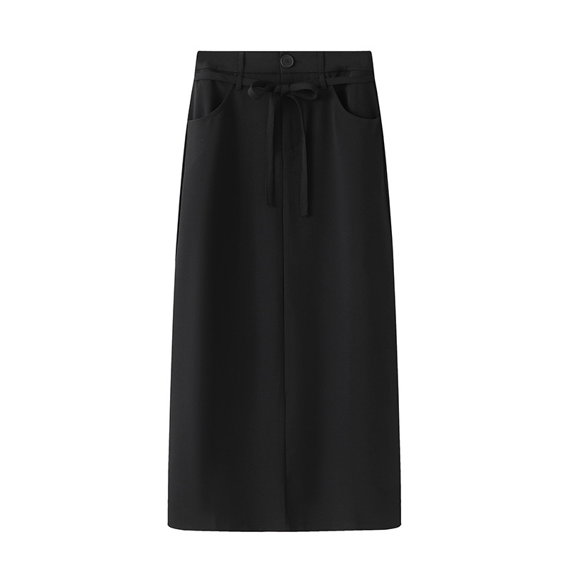 Womens Fitted Belted Midi Skirt Black |  Skirts Clothing Black