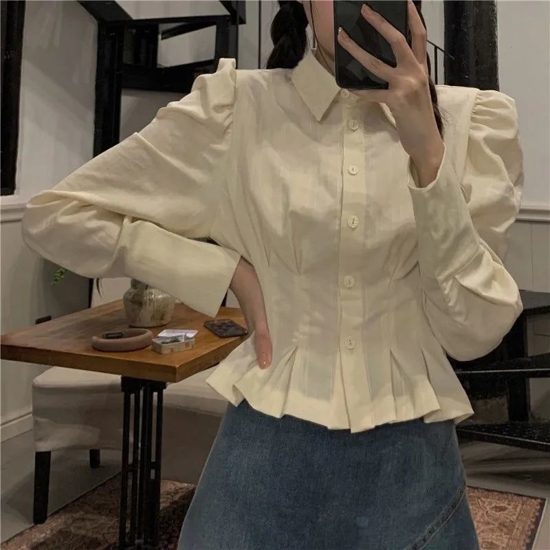 Womens Fitted Shirt Cream |  Blouses & Shirts Blouses & Shirts Blouses & Shirts