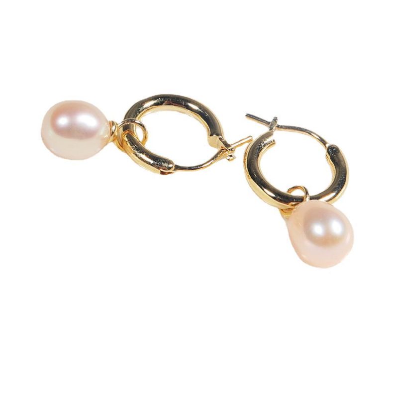 Womens Freshwater Pearl Hoops 18-Karat Gold |  Earrings Earrings 18-Karat Gold