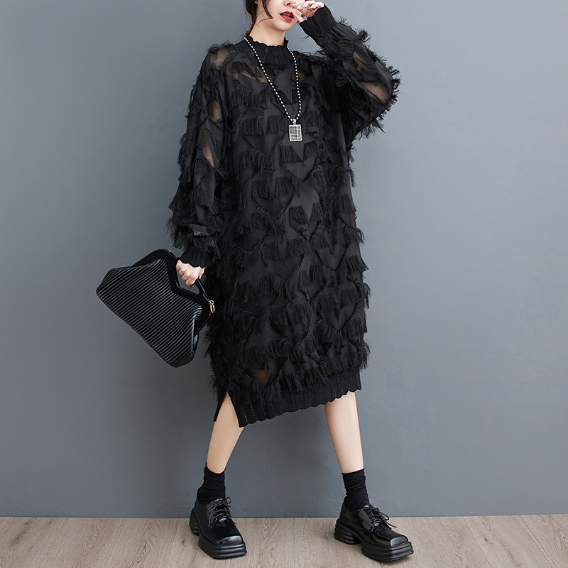 Womens Fringed Mini Tunic Dress Black |  Blouses & Shirts Blouses & Shirts Black