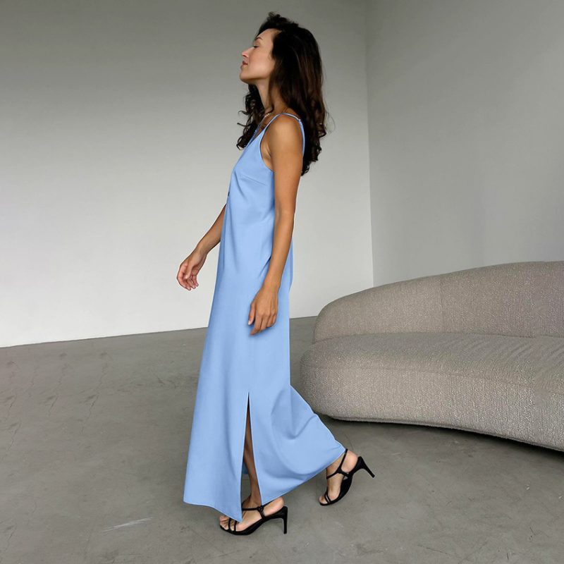 Womens Halterneck Midi Dress Blue |  Dresses Clothing Blue