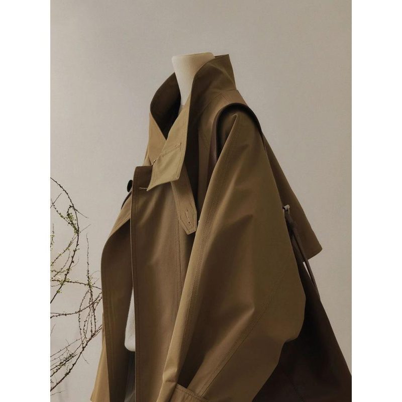 Womens High-Collar Trench Coat Green |  Outerwear Clothing Green