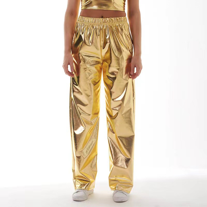 Womens Metallic Leather Trousers Gold |  Pants Clothing Gold