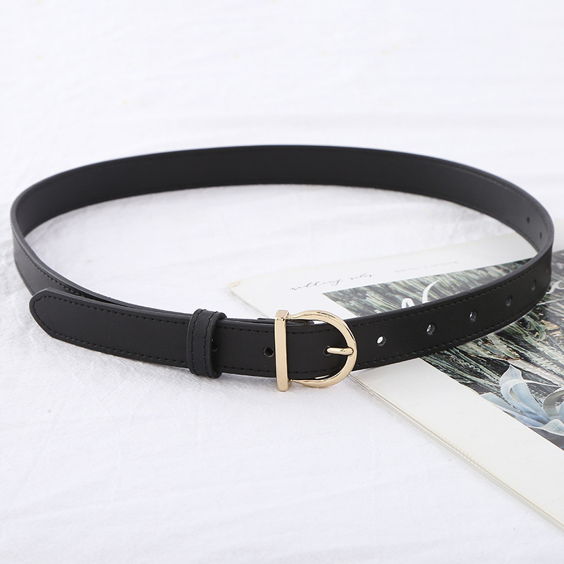 Womens Mid-Waist Leather Belt Black |  Belts Accessories Belts