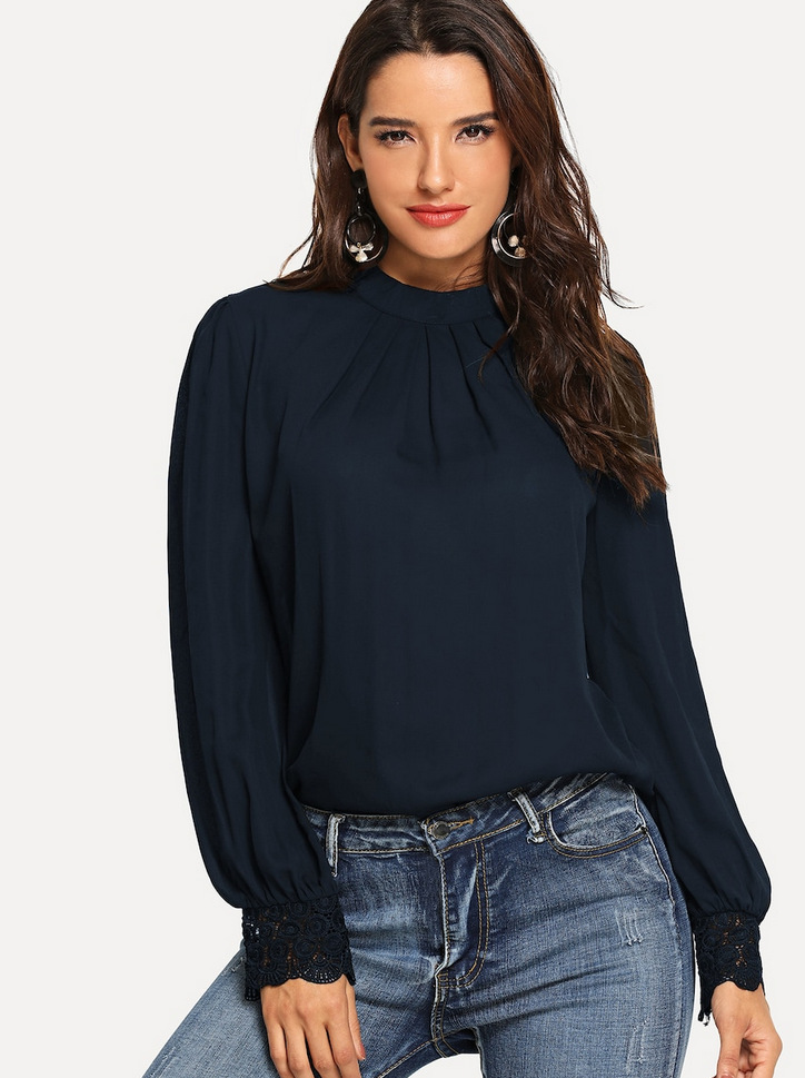 Womens Mock Neck Blouse Black |  Blouses & Shirts Blouses & Shirts Black