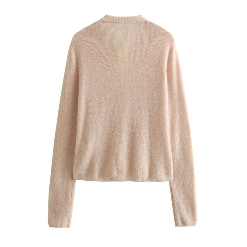 Womens Mock-Neck Knit Sweater Beige |  Sweaters & Knits Clothing Beige