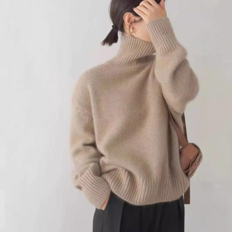 Womens Mock Neck Wool Sweater Beige |  Sweaters & Knits Clothing Beige