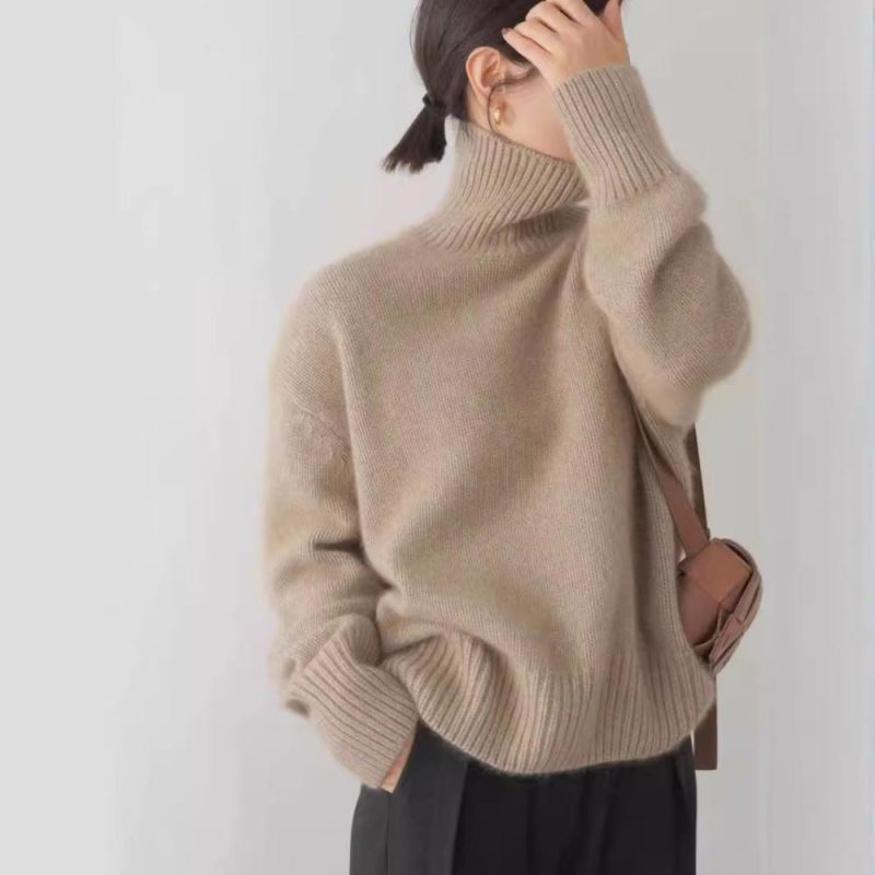 Womens Mock Neck Wool Sweater Cream |  Sweaters & Knits Clothing Cream