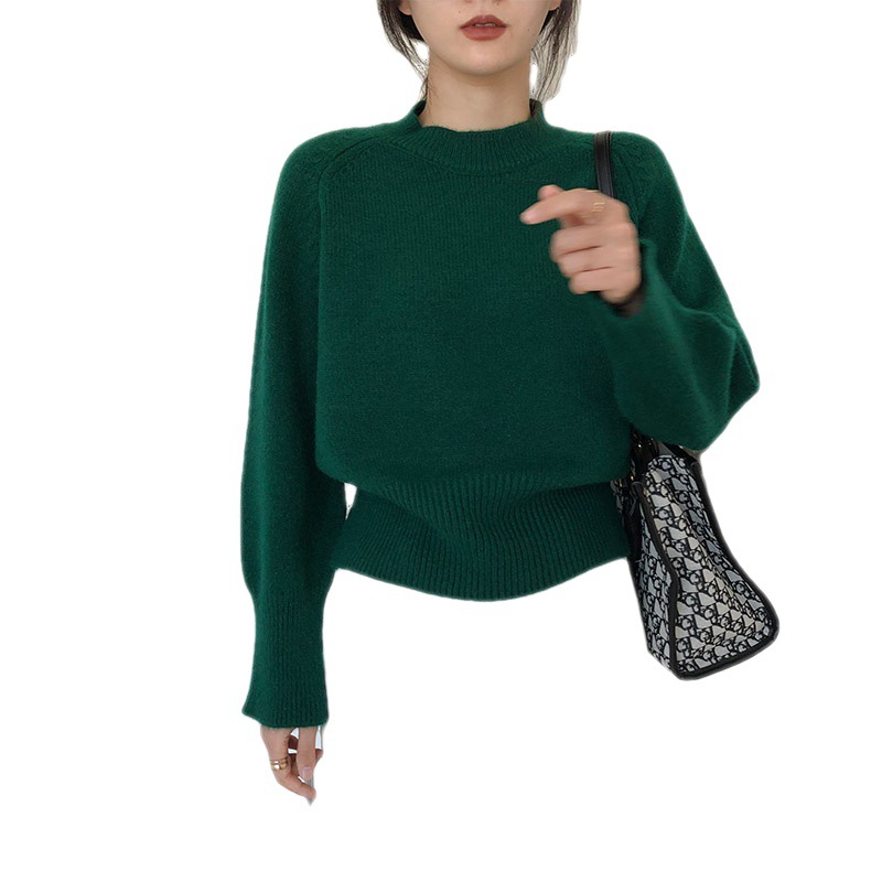 Womens Mock Neck Wool Sweater Dark Green |  Sweaters & Knits Clothing Dark Green