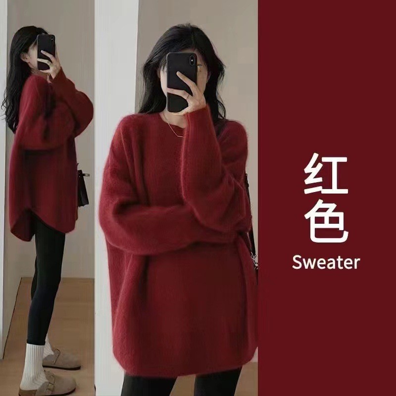 Womens Mohair-Blend Jumper Dark Red |  Sweaters & Knits Clothing Dark Red