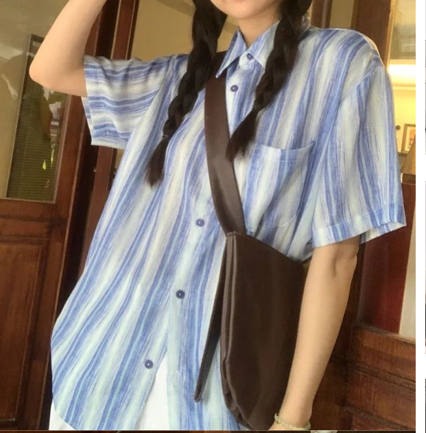 Womens Oversized Linen Shirt Blue/White Stripes |  Swimwear Blouses & Shirts Blouses & Shirts