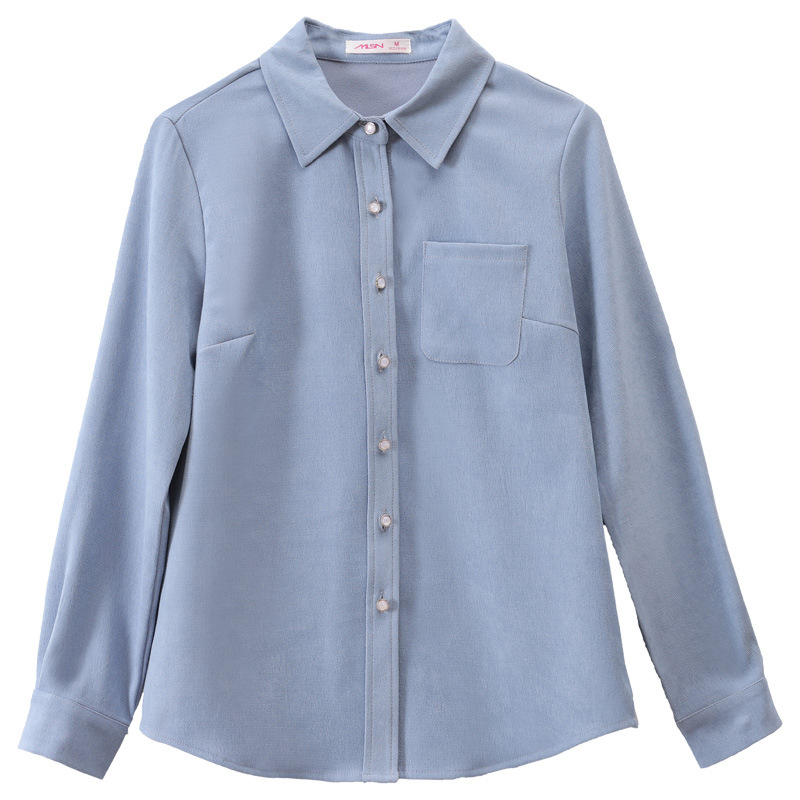 Womens Patch-Pocket Linen Shirt Light Blue |  Blouses & Shirts Blouses & Shirts Blouses & Shirts