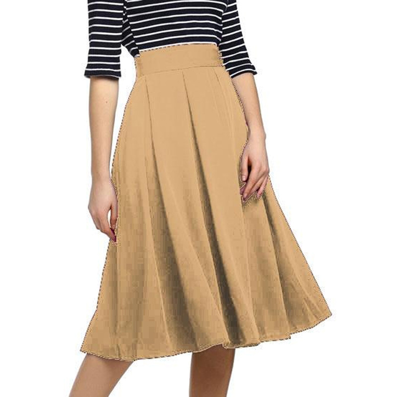 Womens Pleated Midi Skirt Beige |  Sets & Suits Clothing Beige