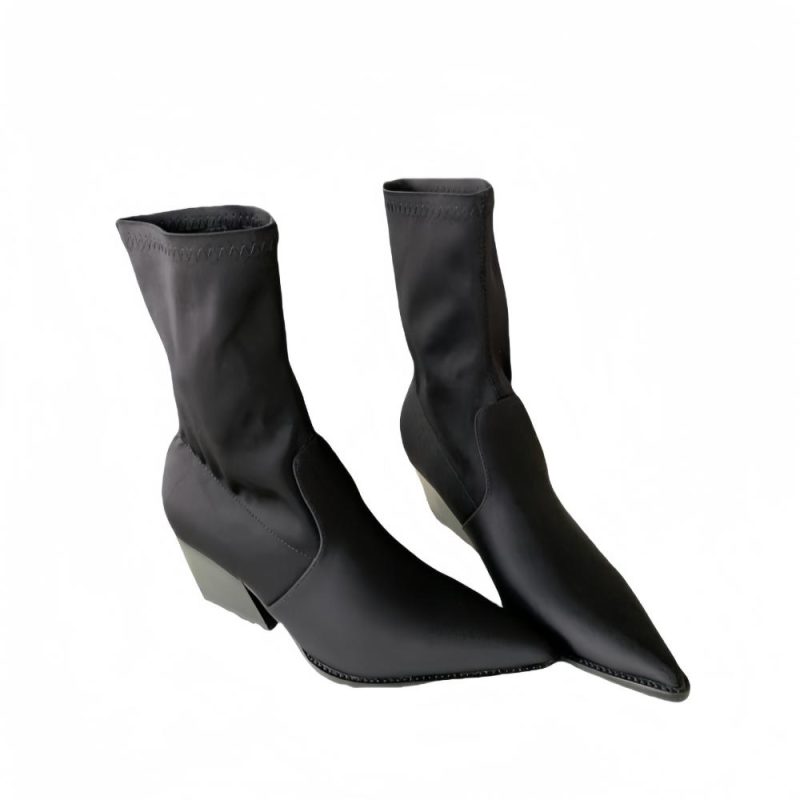 Womens Pointed Leather Boots Black |  Boots Boots Black