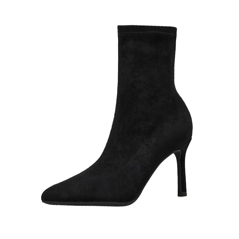 Womens Pointy Sock Boots Black Suede |  Boots Boots Black Suede