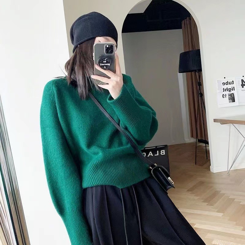 Womens Relaxed Fit Knitted Sweater Dark Green |  Sweaters & Knits Clothing Dark Green