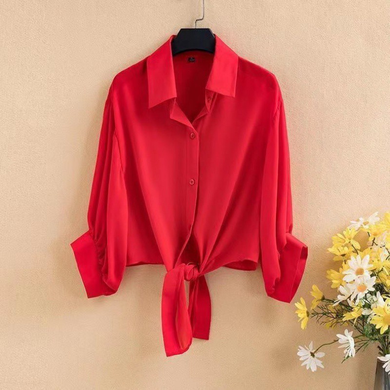 Womens Relaxed Tie Knot Shirt Orange |  Blouses & Shirts Blouses & Shirts Blouses & Shirts