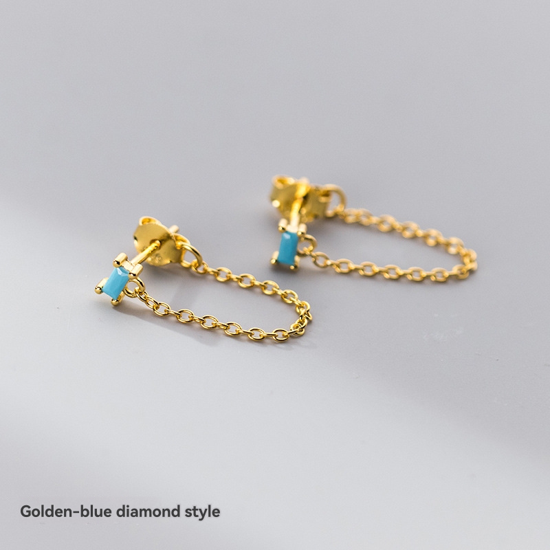 Womens Rhinestone Chain Drop Earrings Gold-Colored |  Earrings Earrings Earrings