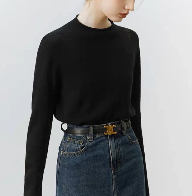 Womens Rib-Knit Top Black |  Sweaters & Knits Clothing Black