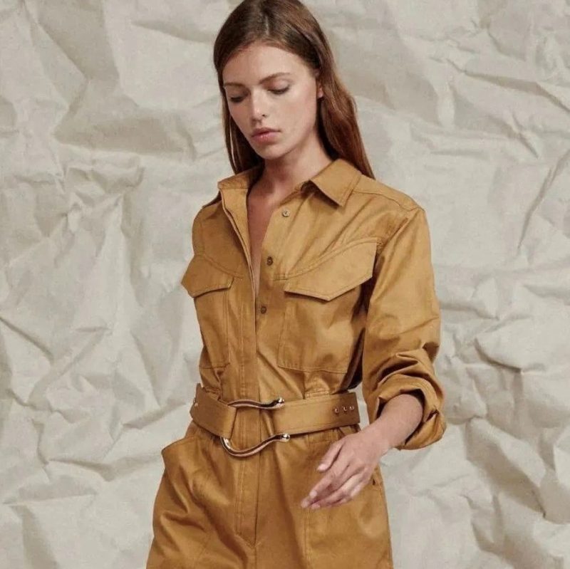 Womens Satin Utility Shirt Mustard |  Blouses & Shirts Blouses & Shirts Blouses & Shirts