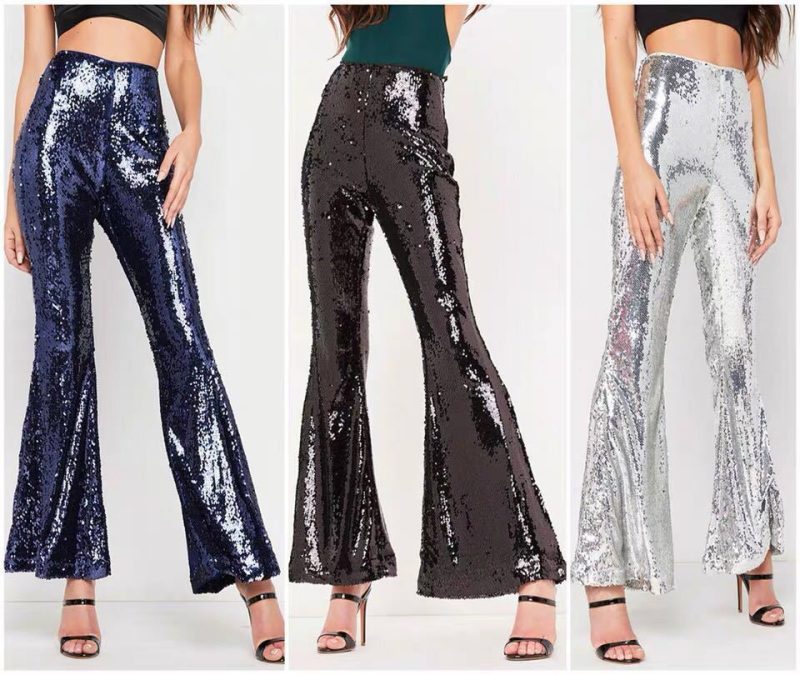 Womens Sequin Trousers Black |  Pants Clothing Black