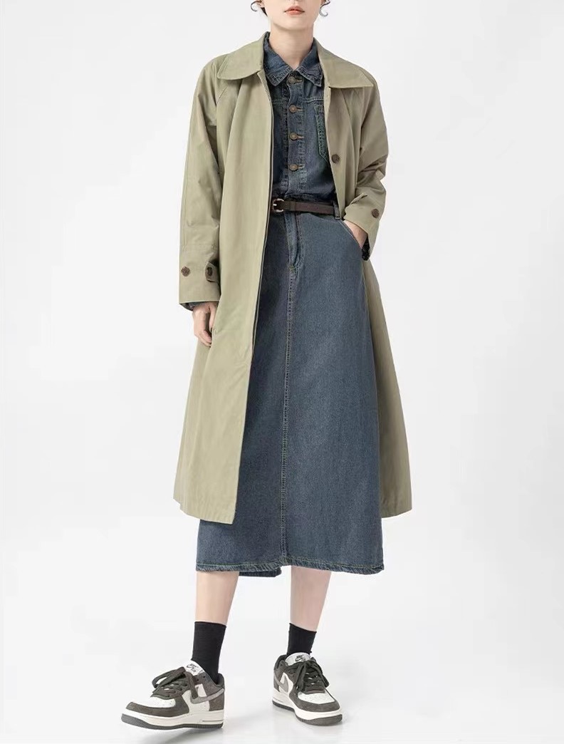 Womens Single-Breasted Trench Coat Khaki |  Outerwear Clothing Khaki