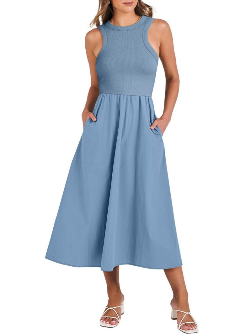 Womens Smock-Waist Midi Skirt Light Blue |  Skirts Clothing Light Blue