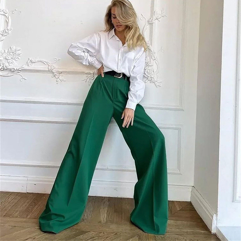 Womens Straight Low Waist Trousers Green |  Pants Clothing Green