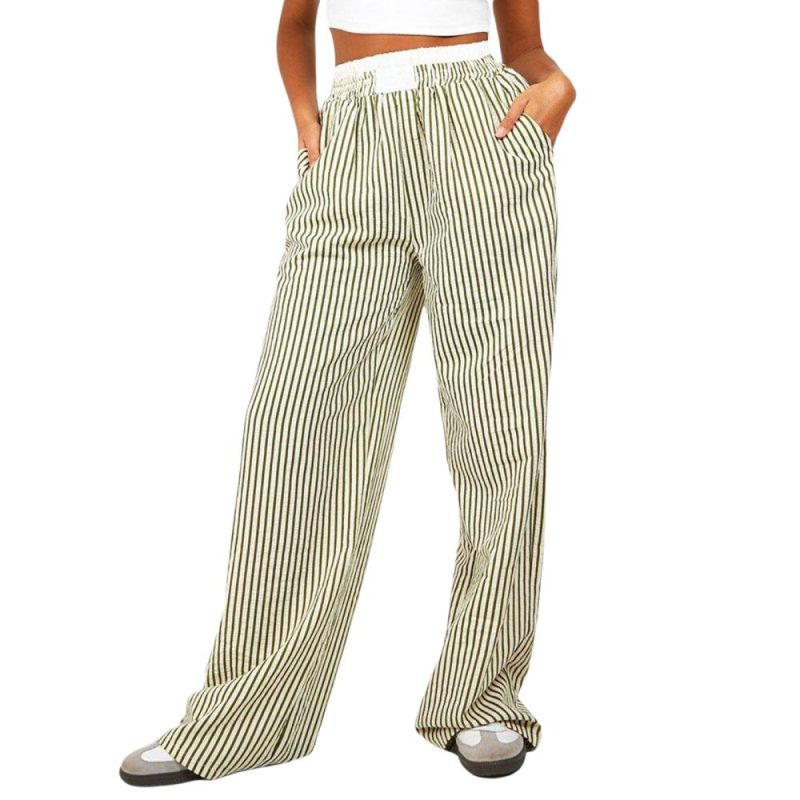 Womens Striped Tailored Trousers Beige/Black Stripes |  Pants Clothing Beige/Black Stripes