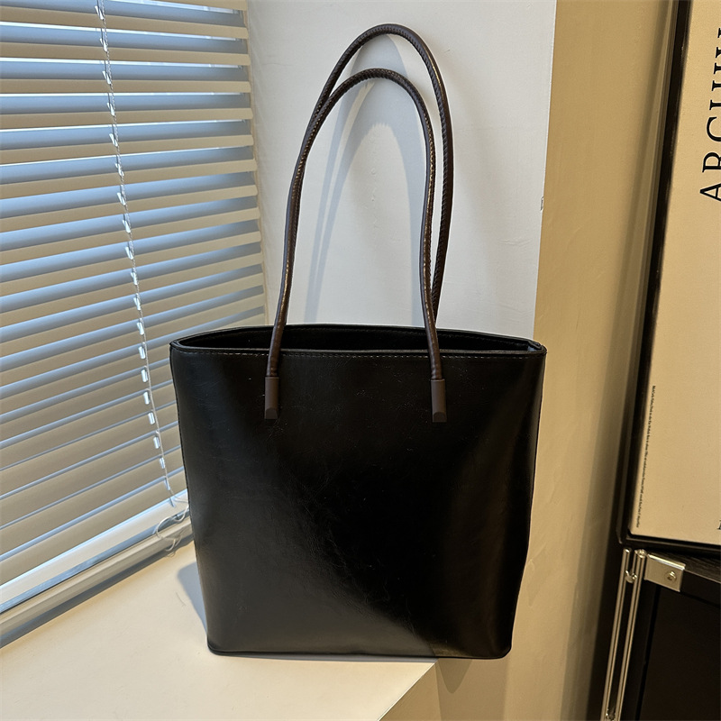 Womens Structured Leather Tote Black |  Totes Bags Black