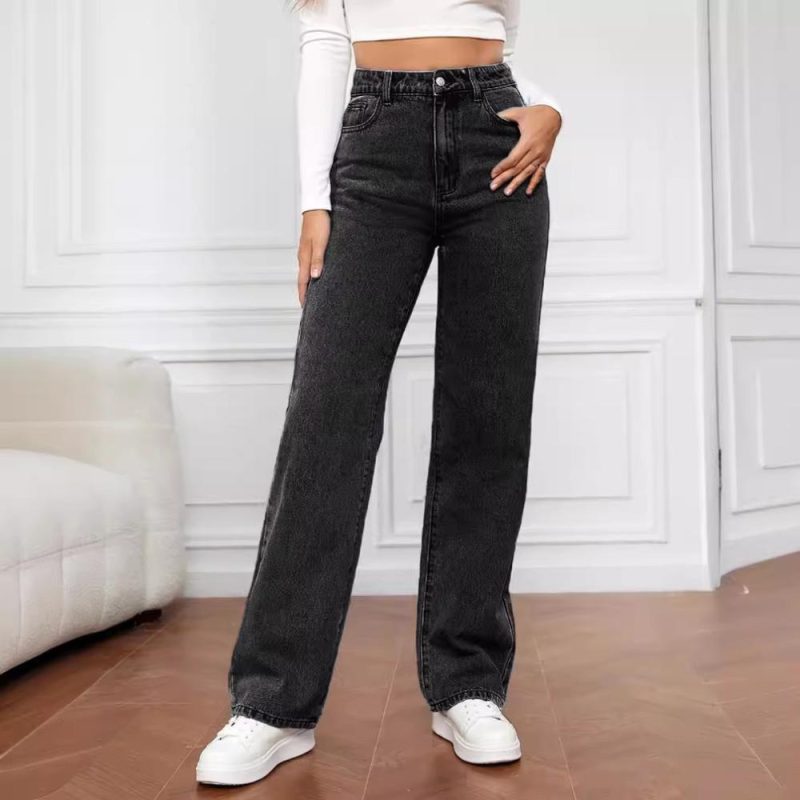 Womens Wide Jeans Black |  Jeans Clothing Black