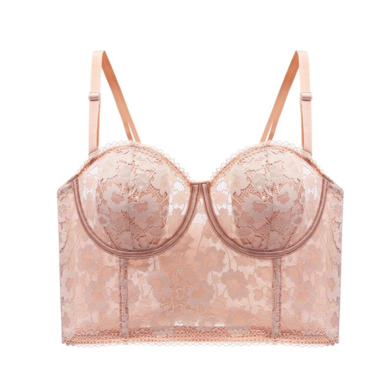 Womens Lace Bustier Bra Beige |  Lingerie Clothing Beige