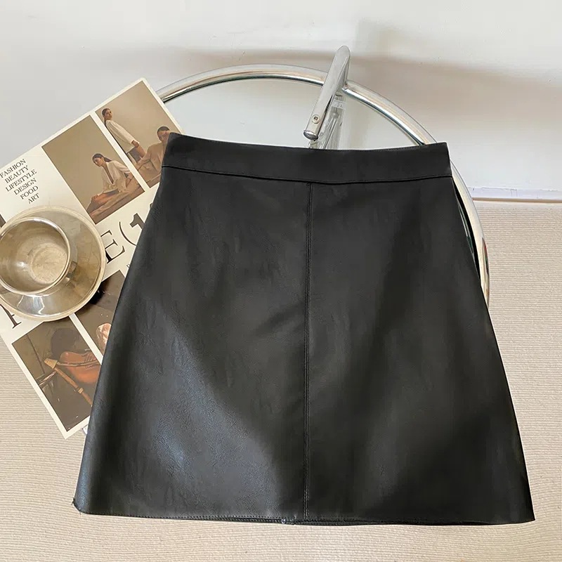 Womens Topstitched Leather Mini Skirt Black |  Sets & Suits Clothing Black