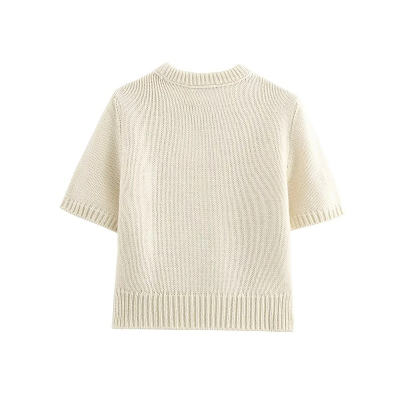 Womens Cashmere-Blend Knit T-Shirt Beige |  Tops Clothing Beige