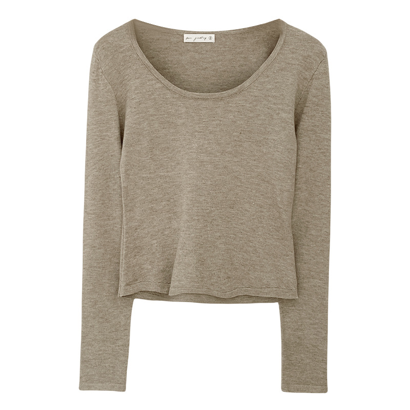 Womens Fitted Scoop-Neck Top Grey |  Tops Clothing Grey