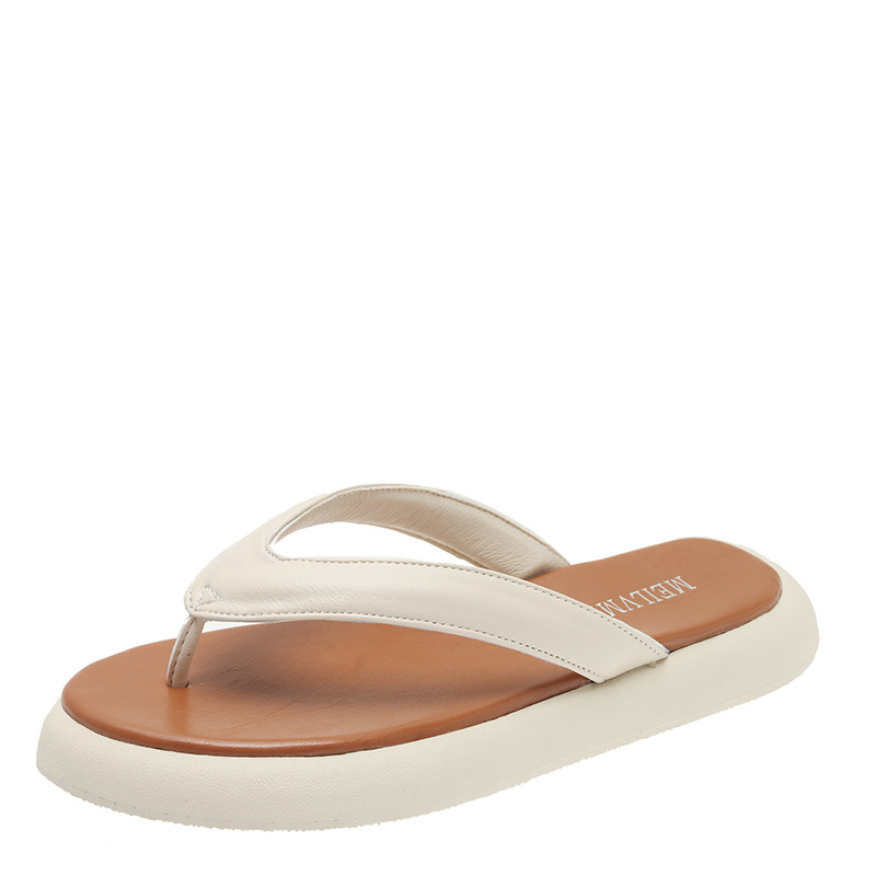 Womens Leather Platform Flip Flops Ivory |  Loafers & Flats Loafers & Flats Ivory