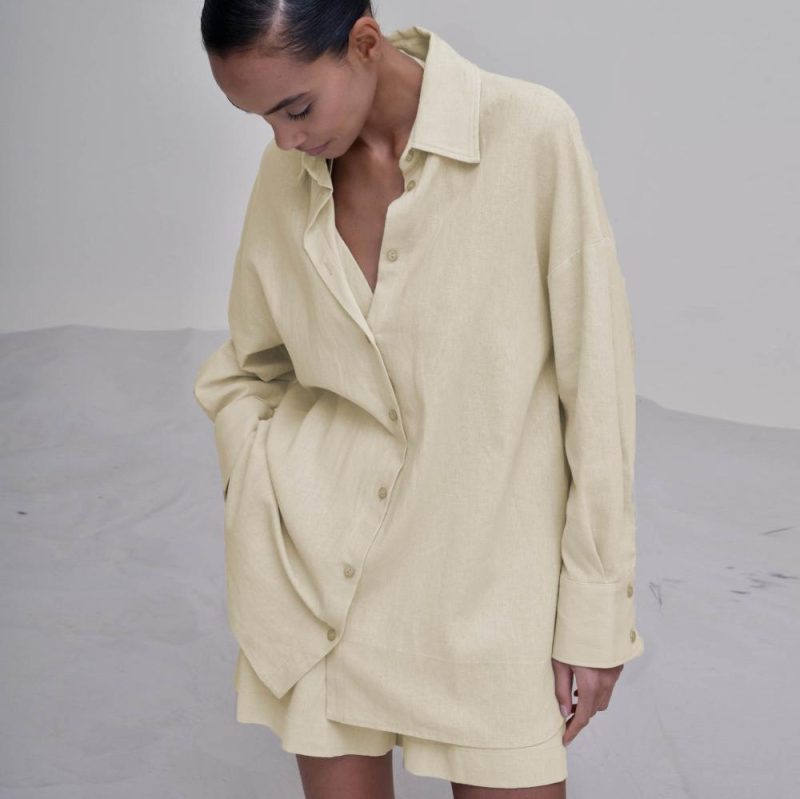 Womens Oversized Linen Shirt White |  Blouses & Shirts Blouses & Shirts Blouses & Shirts